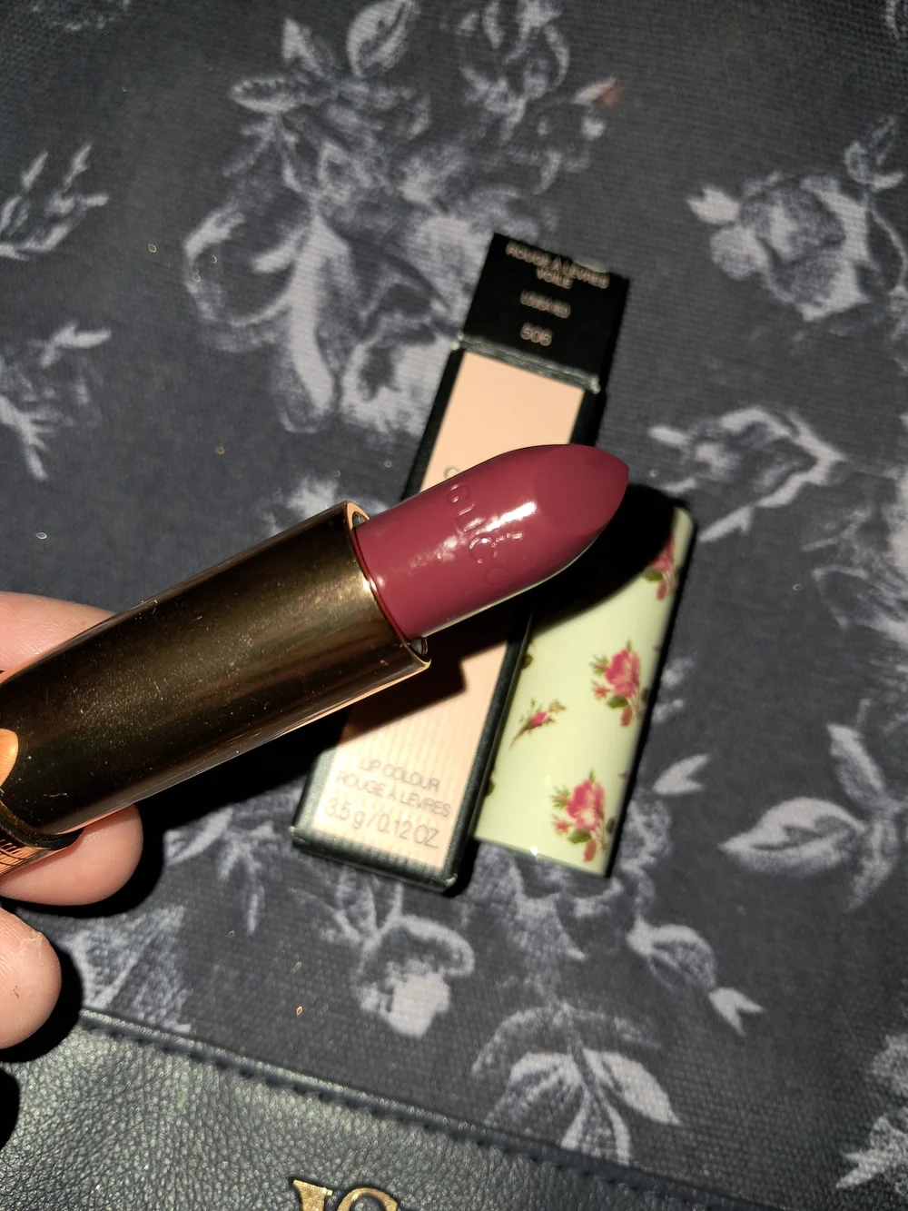 Gucci Rouge à Lèvres Voile Lip Colour in Louisa Red (Pink Floral Tube)